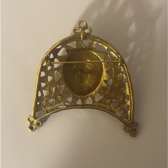 vintage gold tone AFRICAN CRESCENT PIN/PENDANT MMA Metropolitan Museum of Art - Picture 5 of 16
